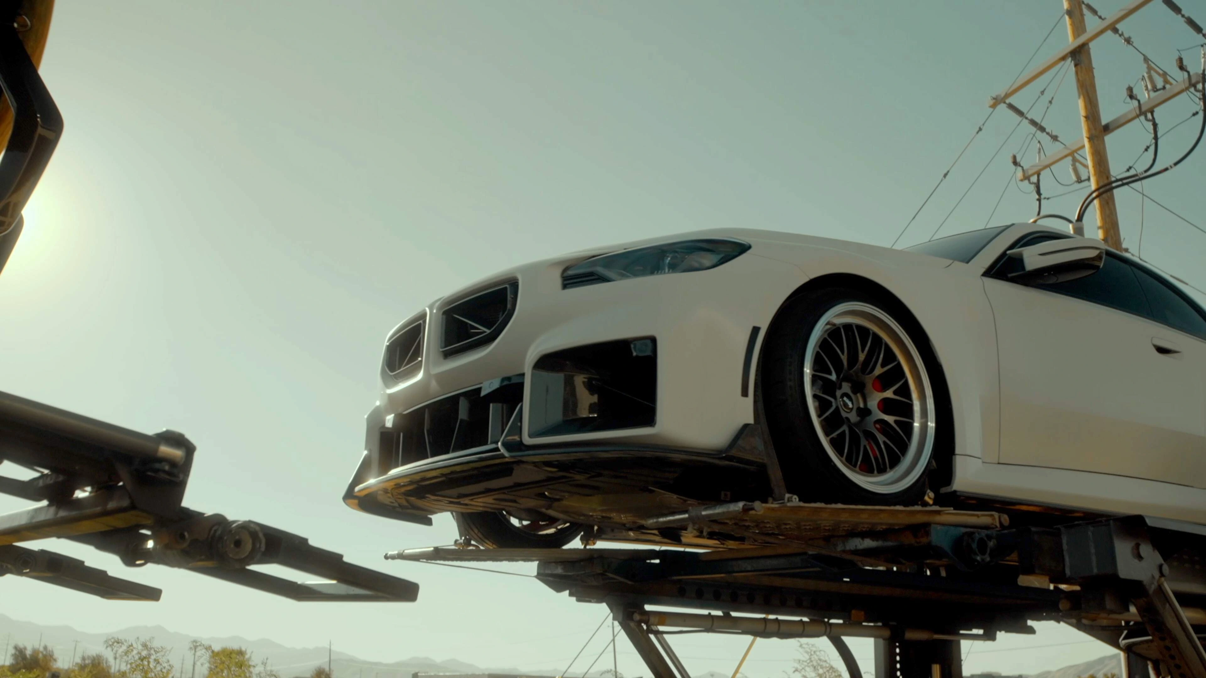 BMW M2 on the hauler deck